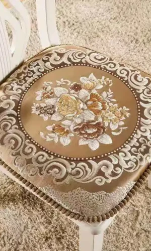 Chair Pads Seat Cushions with Ties — Floral Embroidered Patterns