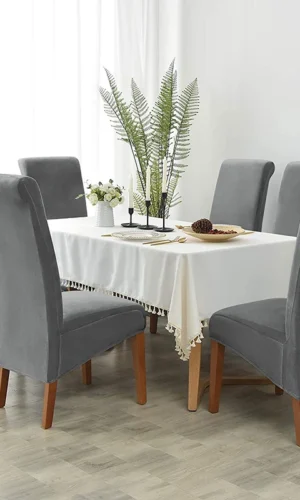 Dining Chair Covers Chair Slipcovers  Soft Velvet-Long Back