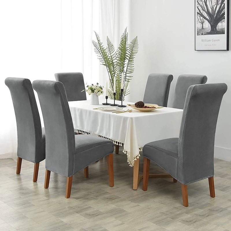 Dining Chair Covers Chair Slipcovers Soft Velvet-Long Back